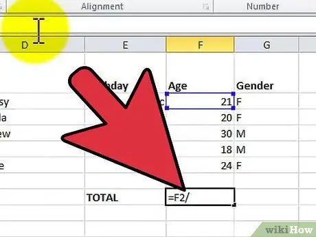 Divide in Excel Step 14