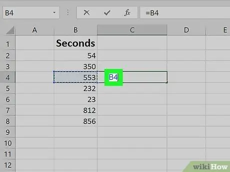 Konvertuokite sekundes į minutes „Excel“3 veiksme