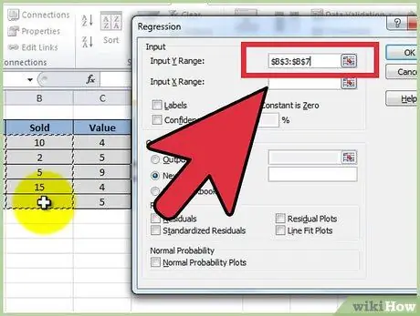 เรียกใช้การถดถอยพหุคูณใน Excel ขั้นตอนที่ 5