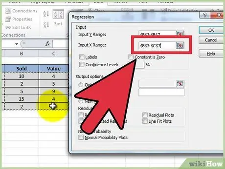 Executeu una regressió múltiple a Excel Pas 6