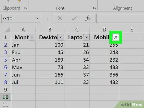 Kosongkan Penapis dalam Excel Langkah 3