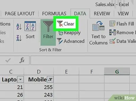 Wis filters in Excel Stap 8