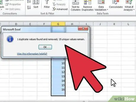 Az ismétlődések eltávolítása az Excel programban, 13. lépés