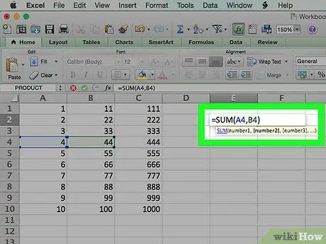 Boshqa formulalar yig'indisiga ega bo'lgan ikkita katakchani qo'shing 5 -qadam