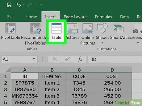 Napravite tablice pomoću programa Microsoft Excel Korak 4