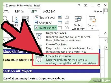 A cellák befagyasztása az Excel programban 4. lépés