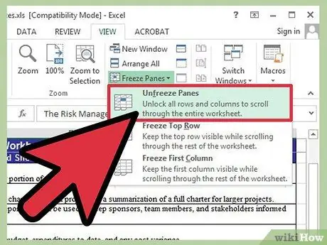 Geler les cellules dans Excel Étape 6