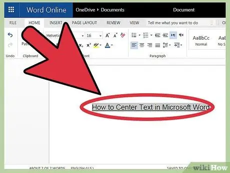 Centre de text al Microsoft Word Pas 1