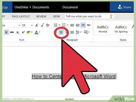 Centre de text al Microsoft Word Pas 3