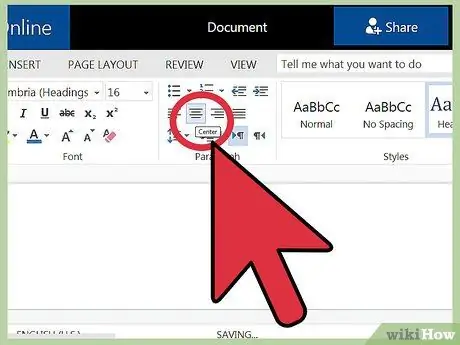 Centre de text al Microsoft Word Pas 4