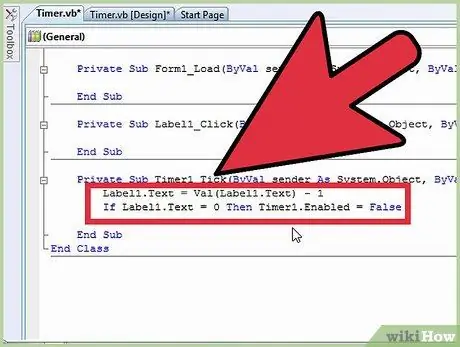 أضف مؤقتًا في Visual Basic الخطوة 5