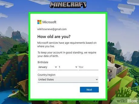 Создание учетной записи Minecraft Шаг 7