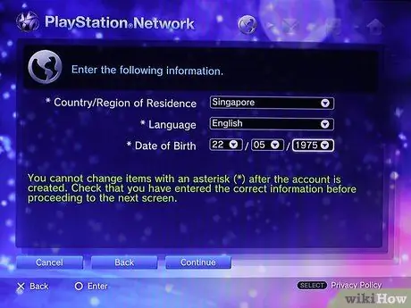 Créer un compte principal sur PS3 Étape 3