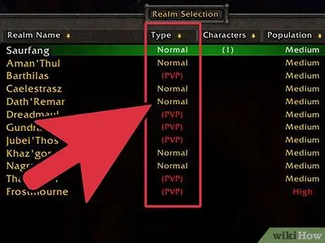 Vyberte si Perfect Server_Realm pro World of Warcraft pomocí Realm Pop Krok 1