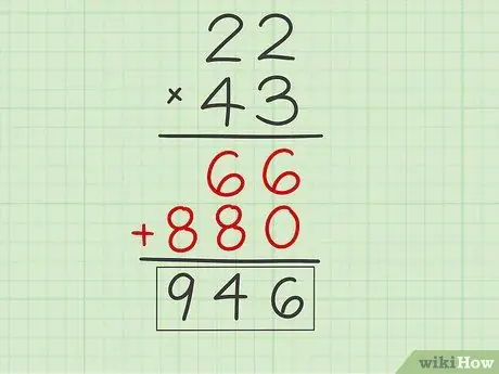 Faites l'étape 7 de la multiplication à deux chiffres