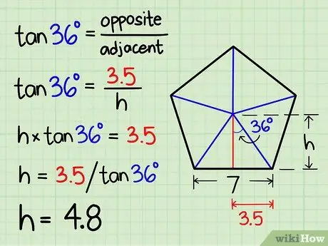 Poiščite območje običajnega Pentagona 9. korak