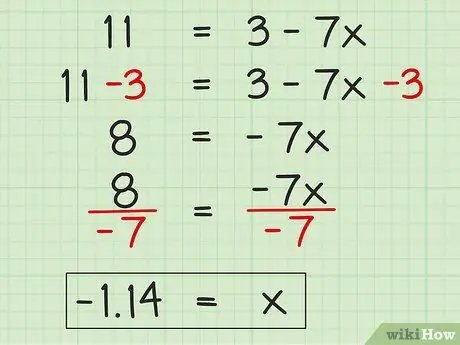 Kétlépcsős algebrai egyenletek megoldása 10. lépés