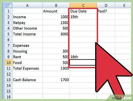 Lumikha ng isang Budget Spreadsheet Hakbang 10