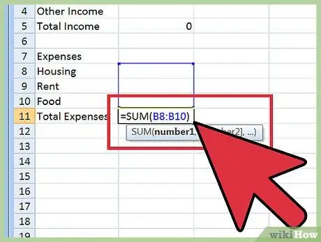 Skapa ett budgetkalkylark Steg 6