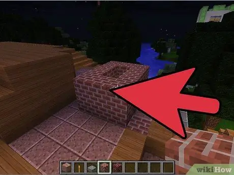 สร้างเตาผิงอิฐด้วยปล่องไฟใน Minecraft ขั้นตอนที่ 7