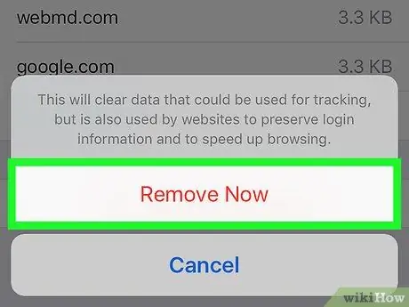 Eliminar datos del sitio web de Safari en iOS Paso 7