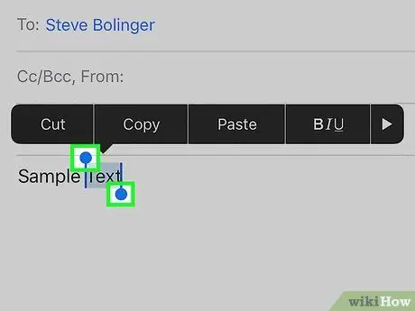 Posilnite, kurzíva a podčiarknite text e -mailu v systéme iOS, krok 3