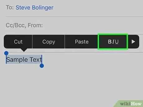 Posilnite, kurzíva a podčiarknite text e -mailu v systéme iOS, krok 4