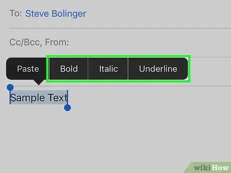 Подчеркните, выделите курсивом и подчеркните текст сообщения электронной почты с помощью iOS Шаг 5