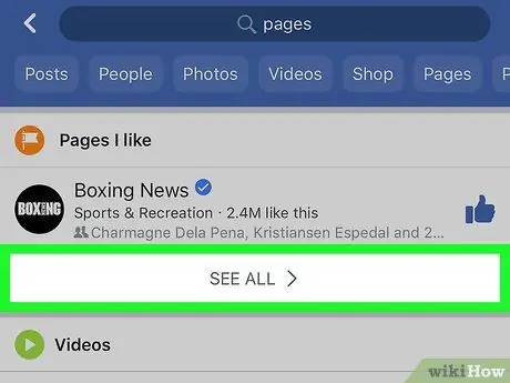 Visa en lista över dina gillade sidor på Facebook på iPhone eller iPad Steg 5