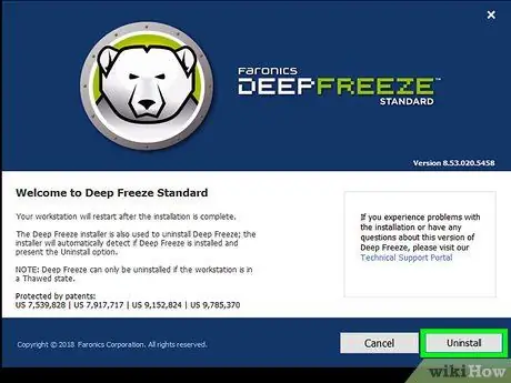 Atinstalējiet Deep Freeze 9. darbību