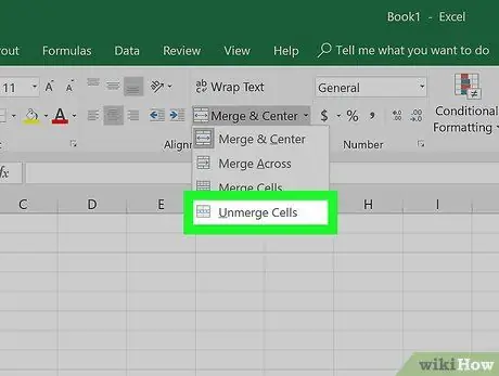 قم بإلغاء دمج الخلايا في Excel الخطوة 5