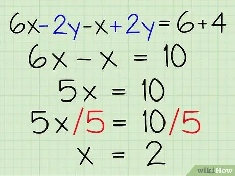 Lös system för algebraiska ekvationer som innehåller två variabler Steg 10