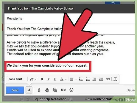 Escriba un correo electrónico solicitando donaciones Paso 6